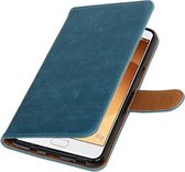 Blauw Pull-Up PU booktype wallet cover cover voor Samsung Galaxy C9
