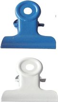 LPC Papierklem Bulldog clip - wit blauw - 51 mm -20 stuks