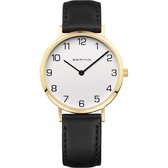BERING 13934-434 - Horloge - Leer - Goudkleurig - Ø 34 mm