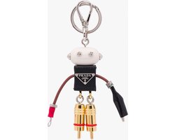 PRADA Edward Robot Keychain Sleutelhanger Black Saffiano Leather 