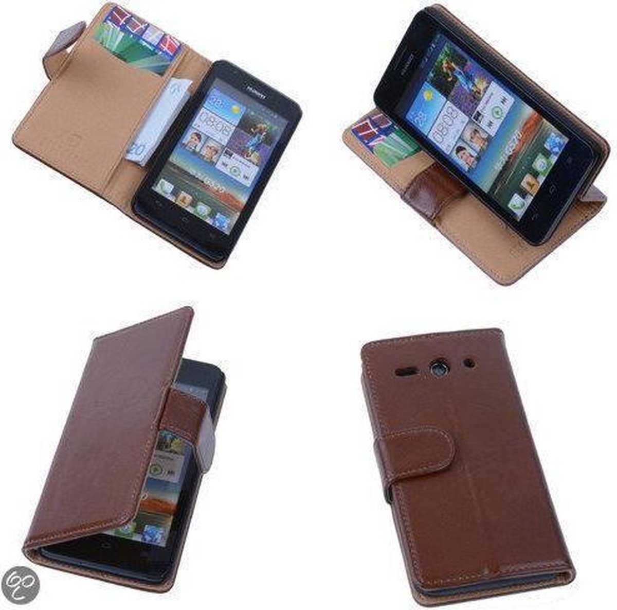 PU Leder Bruin Hoesje Huawei Ascend Y330 Book/Wallet Case/Cover