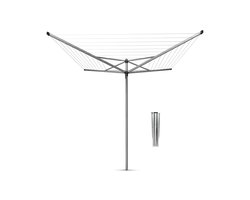 Brabantia Topspinner Droogmolen - met Metalen Grondanker - 50 m - Metallic Grey