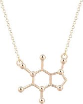 24/7 Jewelry Collection Cafeïne Molecuul Ketting - Koffie - Goudkleurig