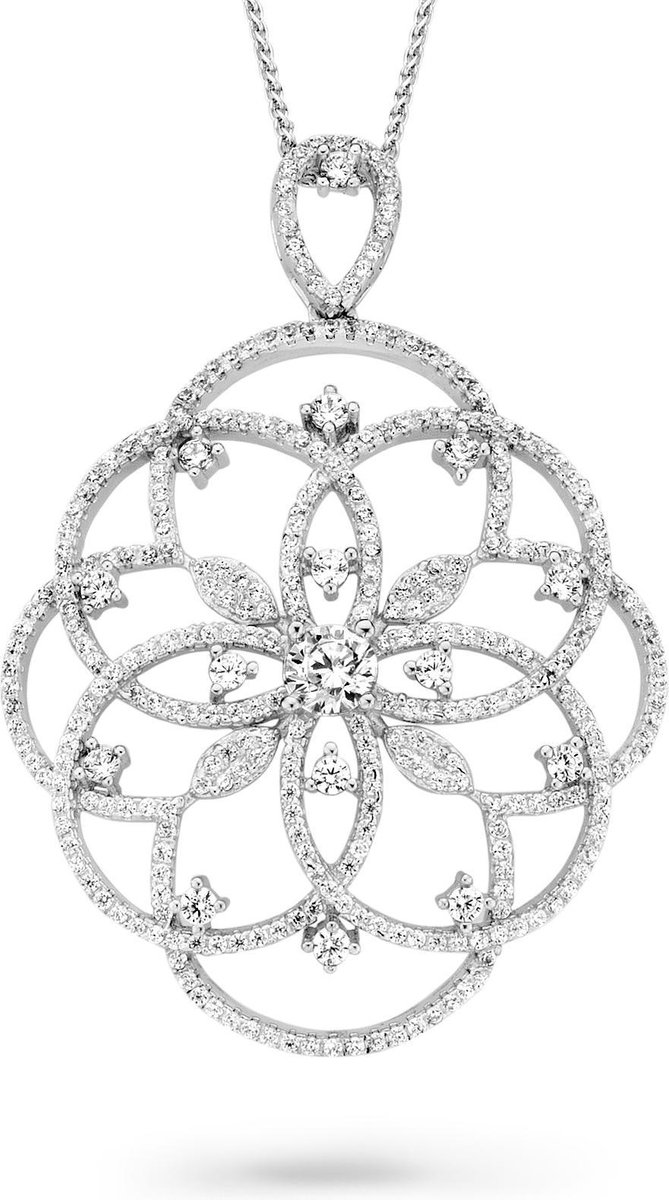 Orphelia ZH-7213 - CHAIN WITH PENDANT FLOWER - 925 silver - cubic zirkonia - 45 cm