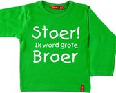 T-shirt lange mouw |  Hoera! ik word grote broer| groen  | maat 110/116