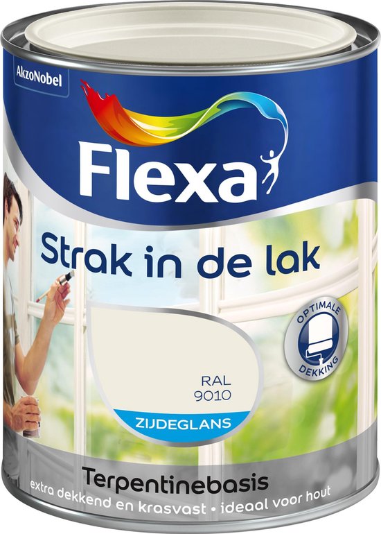 Flexa Strak In De Lak Zijdeglans (RAL 9010)- Gebroken wit - 1,25 liter |  bol.com