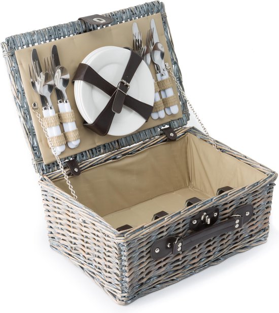 Svenska Living - Picknickmand - 21delig - 4 Personen - Bruin - 40cmx28cmx18cm