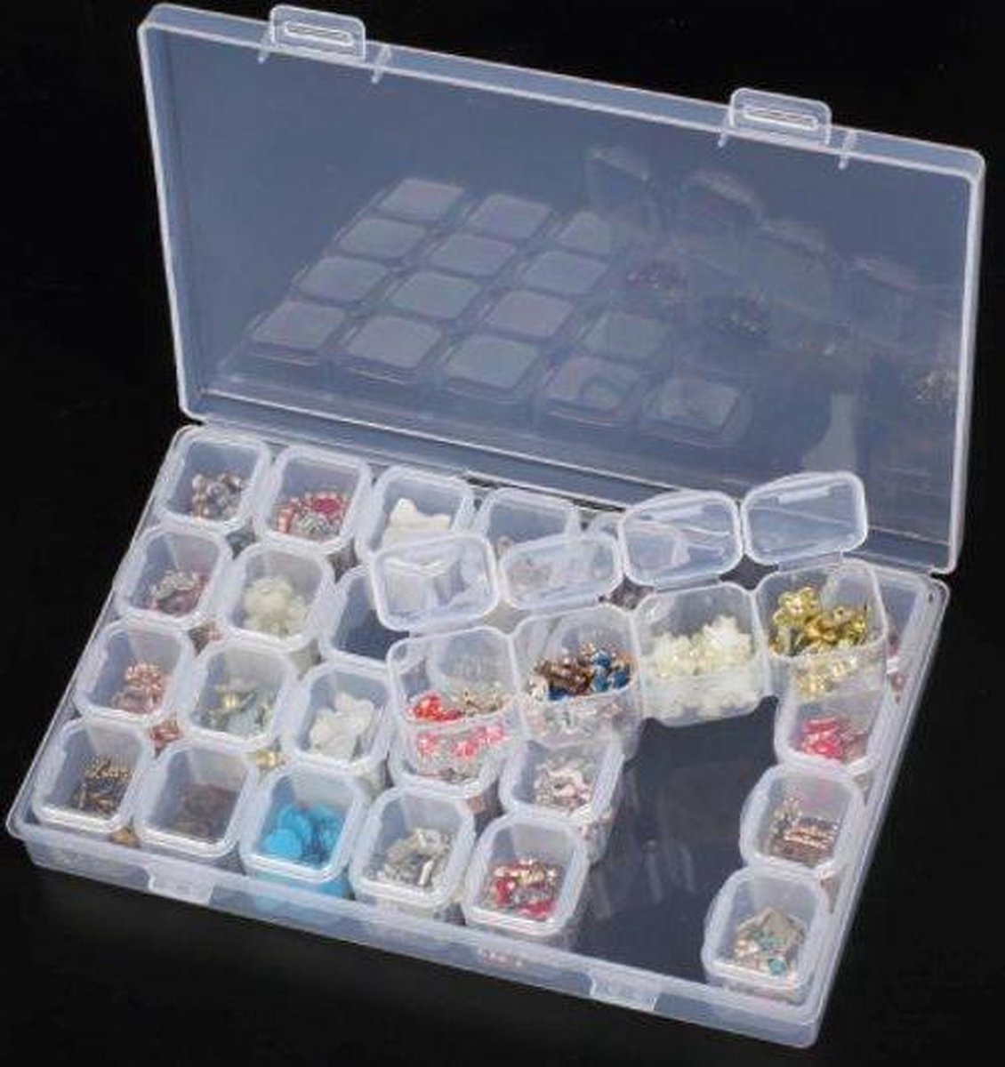 Diamond Painting opbergdoos, sorteerdoos 7x4, opbergsysteem met 28 vakjes + Memorycard SKalert® - Merkloos