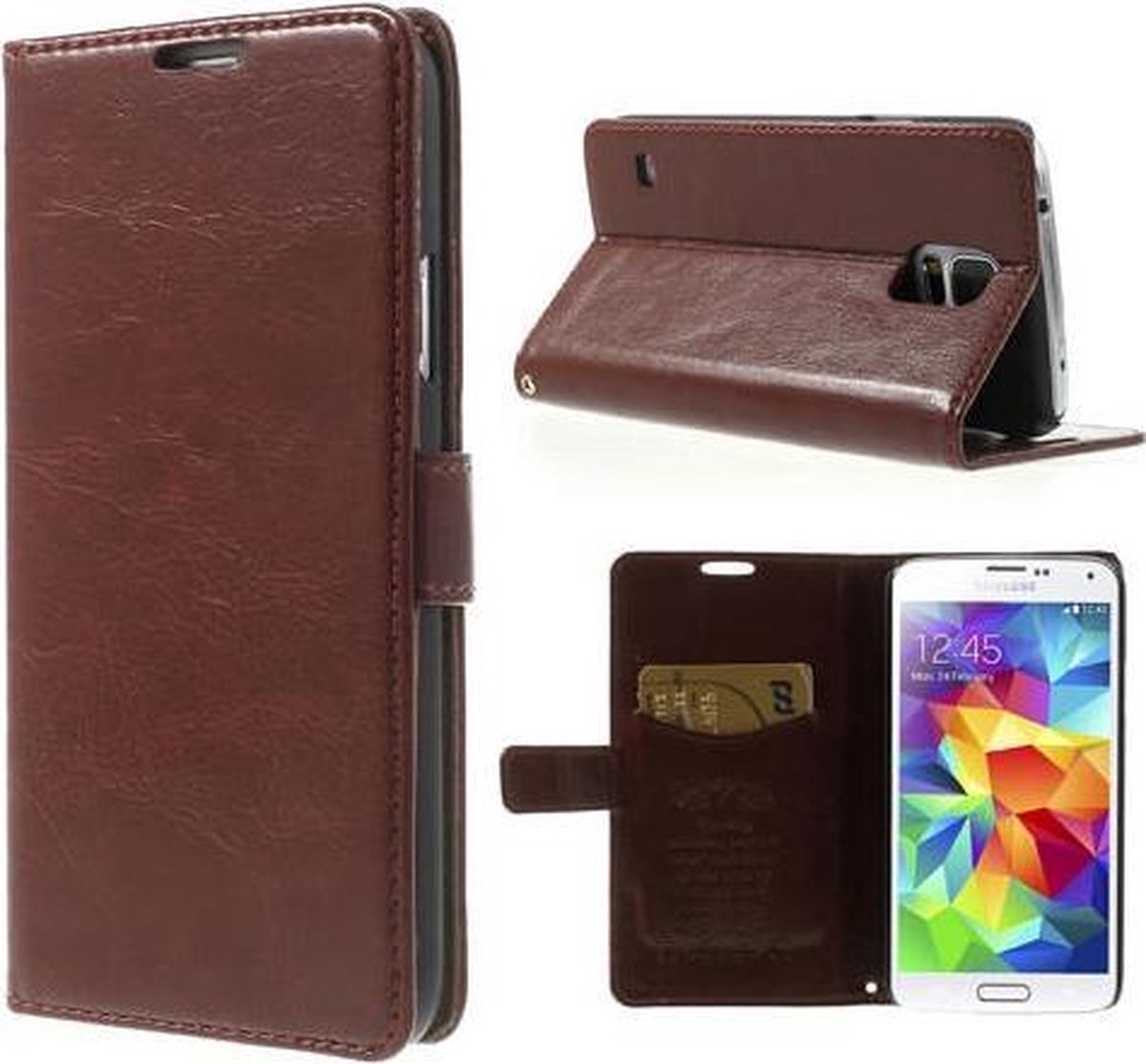 Kds Ultra Thin Wallet hoesje Geschikt voor: Samsung Galaxy S4 i9500 i9505 bruin