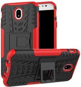 Rugged Kickstand Back Cover - Geschikt voor Samsung Galaxy J7 (2017) Hoesje - Rood