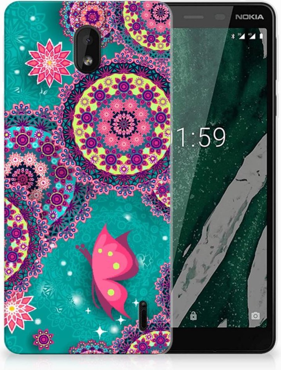 Nokia 1 Plus Hoesje maken Cirkels en Vlinders