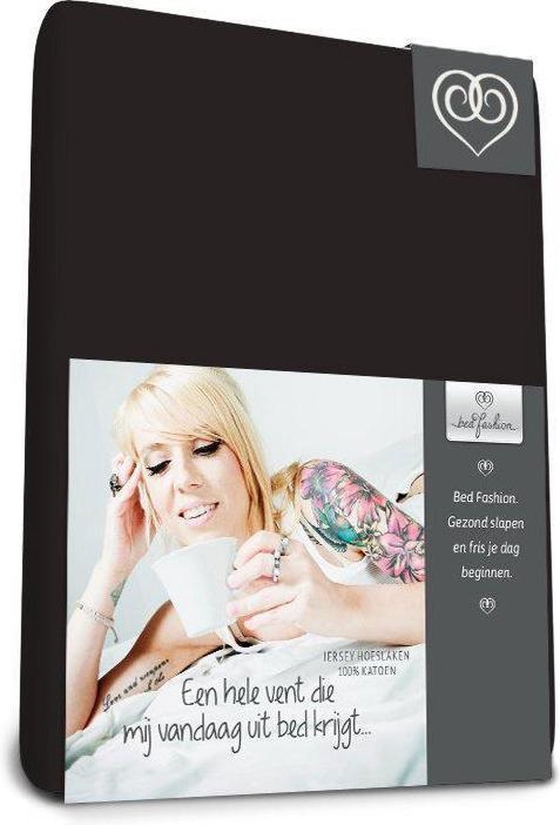 Bed-Fashion jersey hoeslaken voor boxspring Zwart - 90 x 200 cm - Zwart