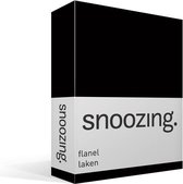 Snoozing - Flanel - Laken - Tweepersoons - 200x260 cm - Zwart