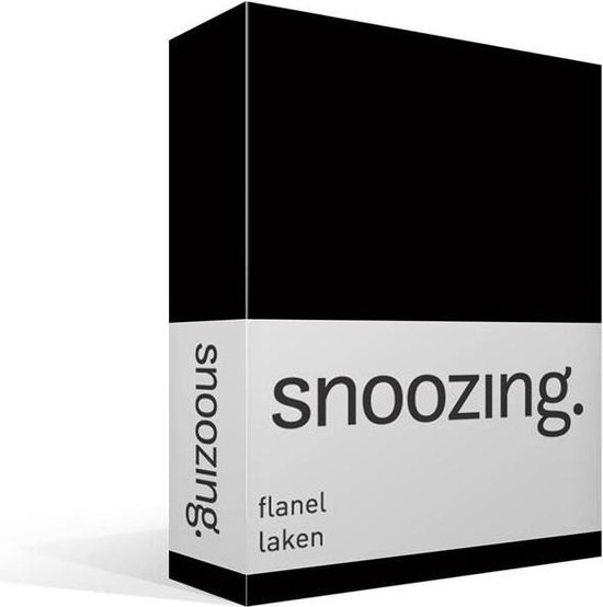 Snoozing - Flanel - Laken - Eenpersoons - 150x260 cm - Zwart