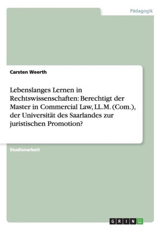 Lebenslanges Lernen in Rechtswissenschaften: Berechtigt der  ... - cover