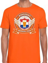 Oranje Kingsday drinking team t-shirt / t-shirt oranje heren -  Koningsdag kleding XXL
