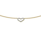 The Jewelry Collection Ketting Hart Zirkonia 1,1 mm 41,5 + 2,5 cm - Geelgoud