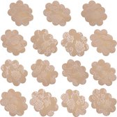 Pinch - beige flower -  30 stuks - beige zelfklevende tepelstickers