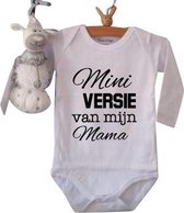 Rompertje baby tekst cadeau eerste moederdag Mini versie van mijn mama | Lange mouw | wit | maat 74/80