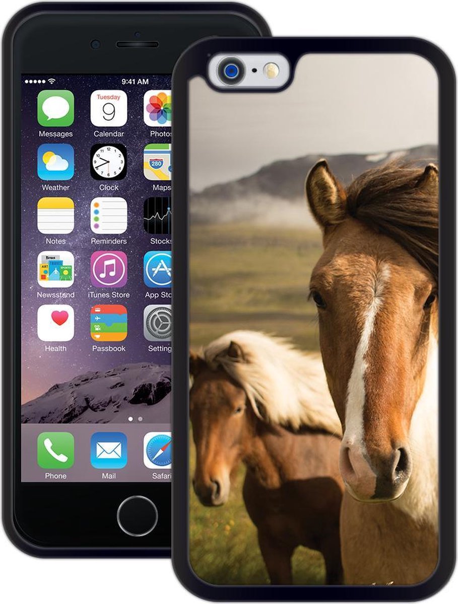verliezen scherp Nauwkeurig Case Creatives Telefoonhoesje Wilde Paarden -  iPhone 6 6s Zwart -  Handgemaakt | bol.com