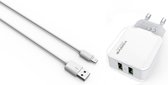 Duo Dual USB lader voor iPhone 6 Plus of iPhone 6s Plus met Lightning Kabel met 2 poorten