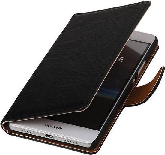 Washed Leer Bookstyle Wallet Case Hoesjes voor Huawei Ascend G730 Zwart |  bol.com