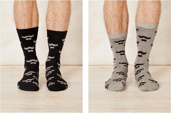 boeket condoom Aanmoediging Bamboe heren sokken Moustache MS193 - maat 41 - 46 - set van 2 paar  vrolijke herensokken | bol.com