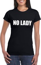 No Lady tekst t-shirt zwart dames XS