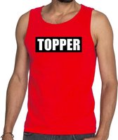 Topper  in kader tanktop heren rood  / mouwloos shirt Topper in zwarte balk - heren 2XL