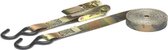 JUMBO spanband  500cm 25 mm met ratel en S haken, 600 KG, camouflage kleur,  TUV gecertificeerd, conform EN-12195-2