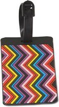 Kofferlabel / bagagelabel 3D rubber Kleur Zigzag met QR-code