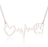 24/7 Jewelry Collection Heart Heartbeat Dog Paw Collier - Rosé doré