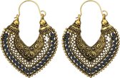24/7 Jewelry Collection Bohemian Hart Oorbellen - Vintage - Goudkleurig - Blauw