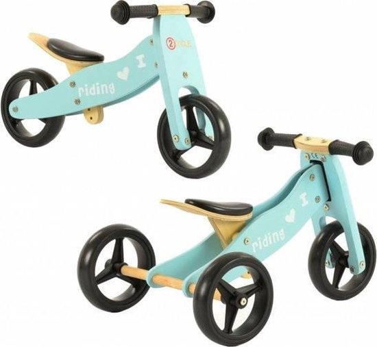 2Cycle 2 in 1 Loopfiets/Driewieler - Hout - Turquoise