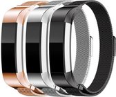 YONO Milanese Bandjes Set geschikt voor FitBit Alta HR Zilver Zwart en Rose Gold - Milanees Armbanden 3 pack - Small