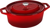 Swiss Diamond Braadpan Ovaal - Gietijzer/RVS - Ø34 cm - Rood/Zilver