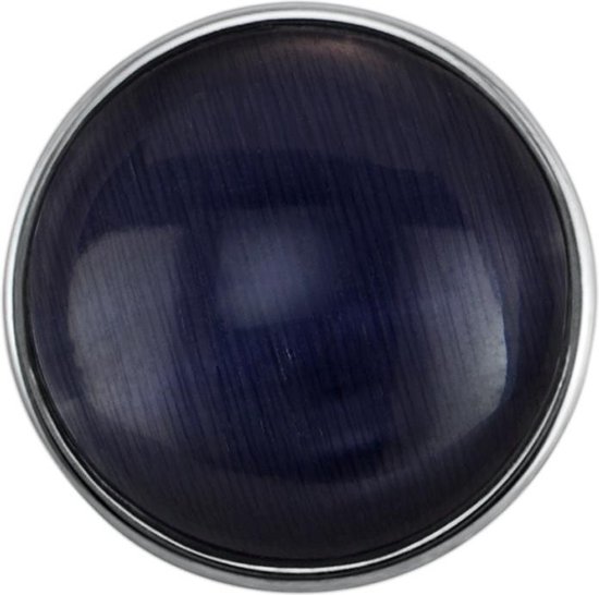 Quiges - Dames Click Button Drukknoop 18mm Glas Cat Eye Donkerblauw - EBCM132