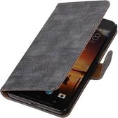 Lizard Bookstyle Wallet Case Hoesjes voor HTC One X9 Grijs