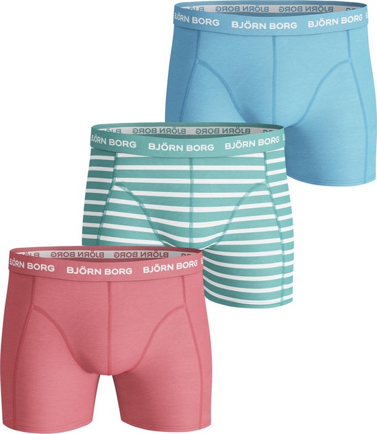 Bjorn Borg Boxershort BB Stripe - Ondergoed - 3-pack - Heren -  roze/blauw/groen/wit -... | bol.com