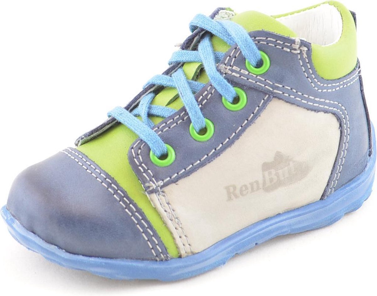 Blauw/groene leren jongens schoenen - Maat 18