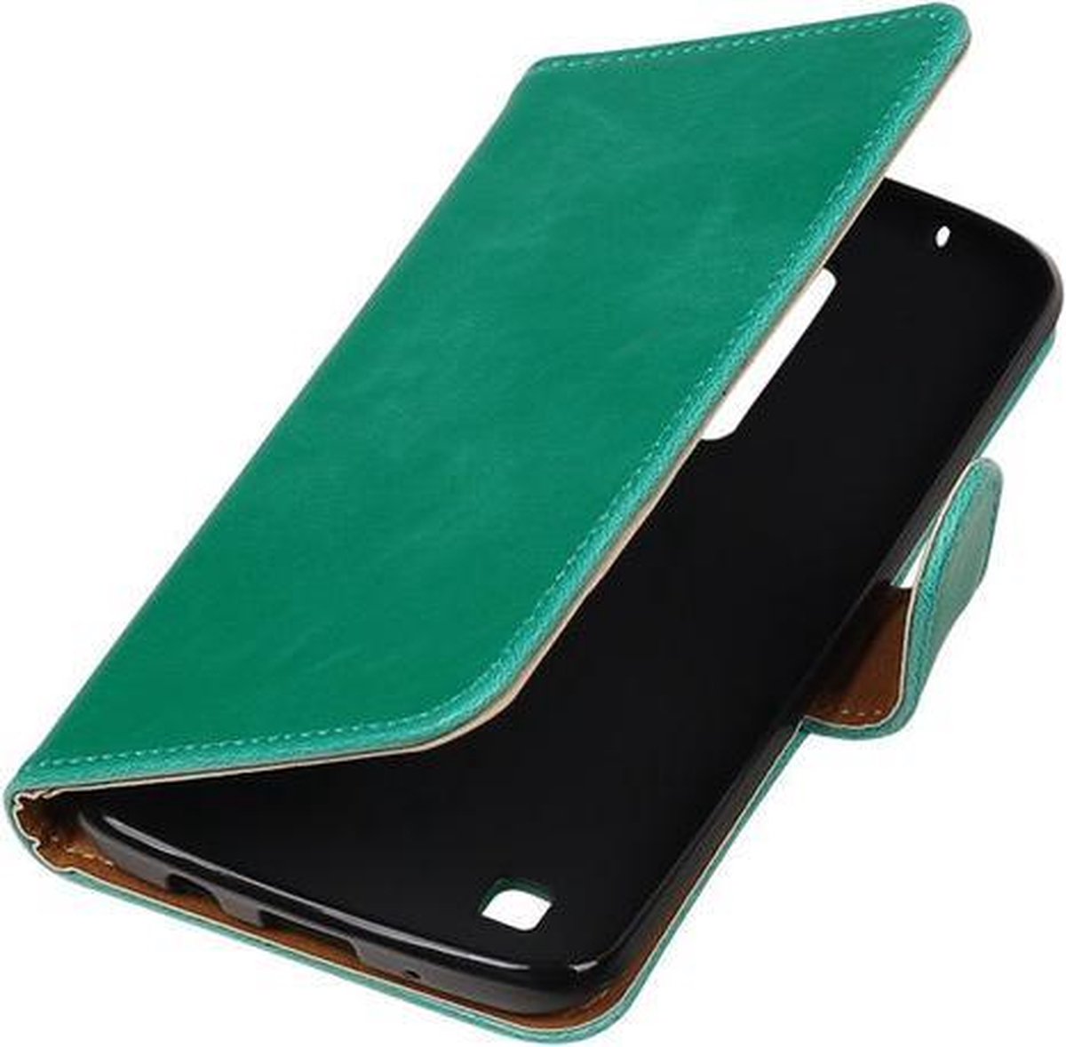 Groen Pull-Up PU booktype wallet cover hoesje voor LG K7