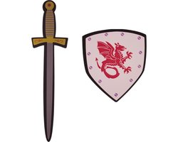 Set Foam Zwaard 66 cm en Schild met rode Draak