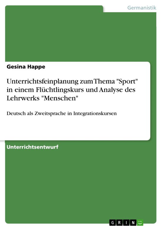 Unterrichtsfeinplanung zum Thema "Sport" in einem Flüchtlin ... - cover