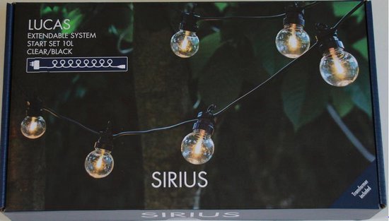 START SET Sirius Lucas Clear Tuinverlichting binnen en buiten - Clear/ Black verlengbaar met snoer - Feestverlichting - Kerstverlichting - Sfeerverlichting - Lichtslinger tuin - Tuinverlichting buiten lichtsnoer - Sirius