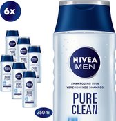 NIVEA MEN Pure Clean - 6 x 250 ml - Voordeelverpakking - Shampoo