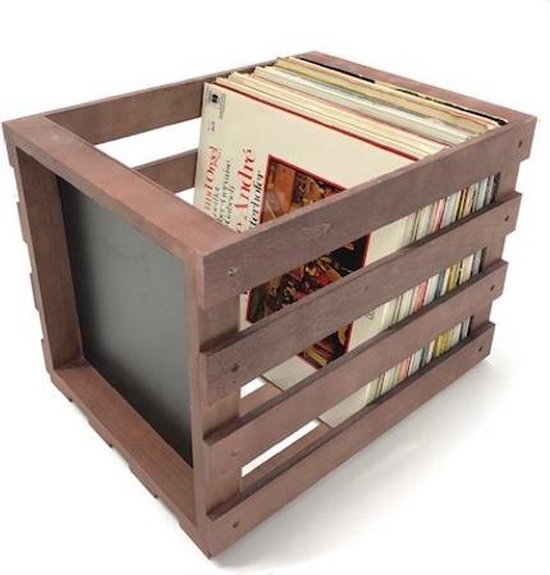 Boîte de rangement vinyle LP caisse universelle bois brun | bol
