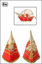 5x Prinsenmuts rood champagne luxe met steentjes mt 63 - prinsenmuts raad van elf champagne rood prinsensteek festival