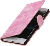 Roze Mini Slang booktype cover cover voor Huawei P9 Lite
