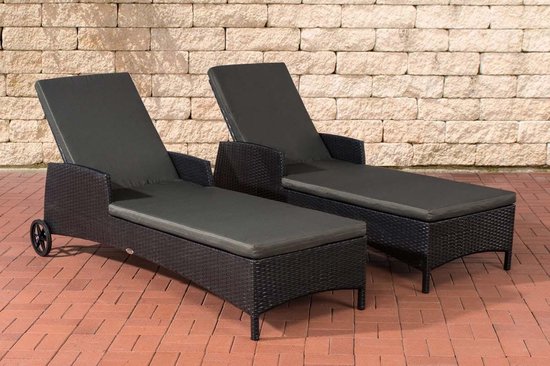 Clp Wicker tuin ligstoel TURIN zonnebed - set van 2, stapelbaar, incl. dik  kussen -... | bol