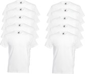 10 x Fruit of the Loom V-Hals ValueWeight T-shirt Wit Maat M